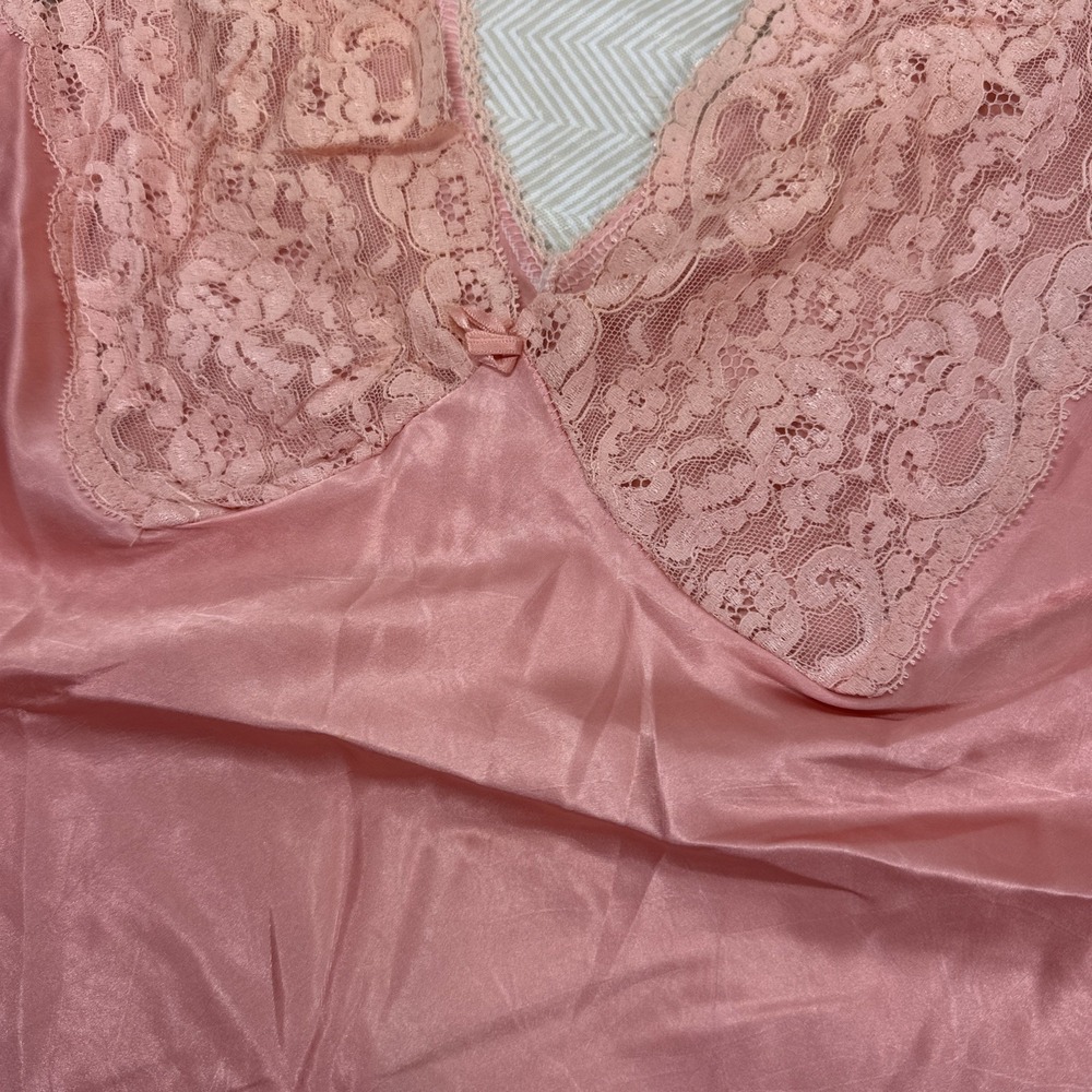 Vintage Warners Camisole Womens 34 Pink Sheer Lace Chemise‎ Slip Nightie Sexy